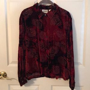 Chico’s burgundy velvet burnout top